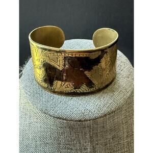 Brass Elephant Cuff Bracelet Made In India Boho Festival Y2K 80s 90s Chunky